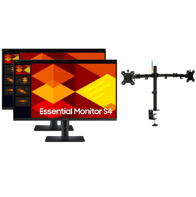 2x SAMSUNG S4 S402GD 27" (16:9) FHD IPS MONITOR, 100HZ, DP, HDMI + $20 DUAL MONITOR ARM SAMSUNG — view 2
