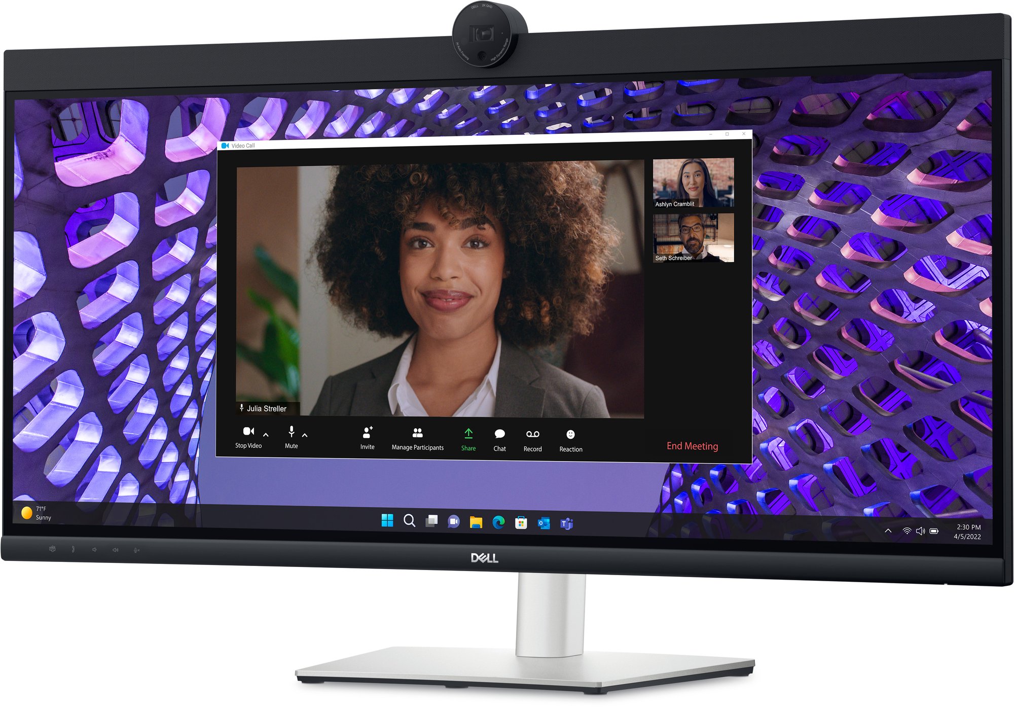 DELL P-SERIES 34" (21:9) IPS CURVED WQHD 3440x1440 90W USB PD HDMI DP RJ45 WEBCAMH/ADJ 3YR DELL — view 2