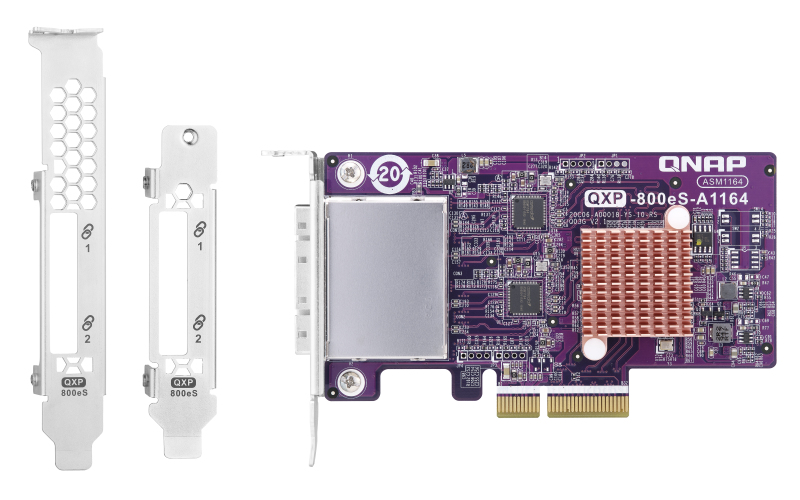 QNAP -port SFF-8088 SATA host bus adapter, 8 x SATA 6Gb/s, PCIe 3.0 x4, for TL SATA JBOD QNAP — view 2