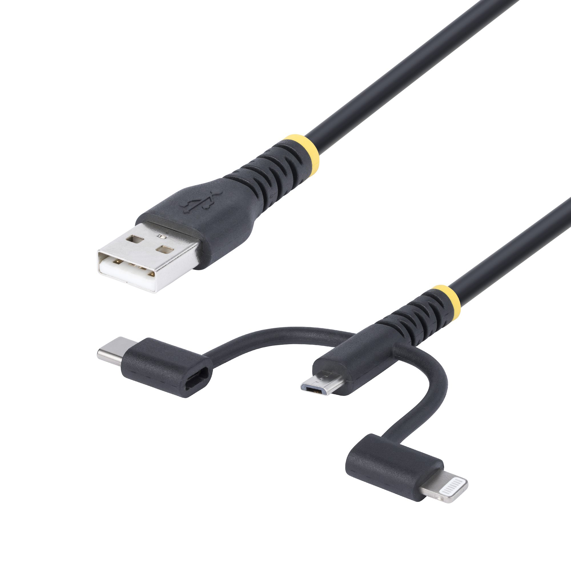 STARTECH.COM 1M USB MULTI CHARGING CABLE, LIGHTNING/MICRO-USB/TYPE-C, 2 YR STARTECH — view 2