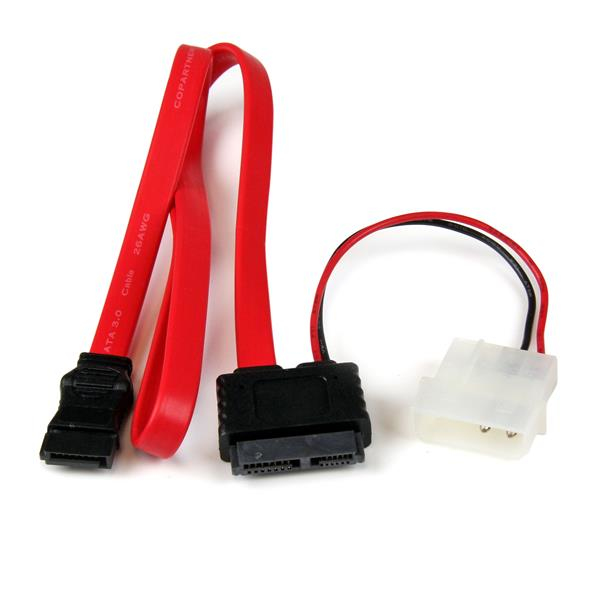 STARTECH.COM 20IN SLIMLINE SATA TO SATA W/ LP4 POWER CABLE ADAPTER, LTW STARTECH — view 2