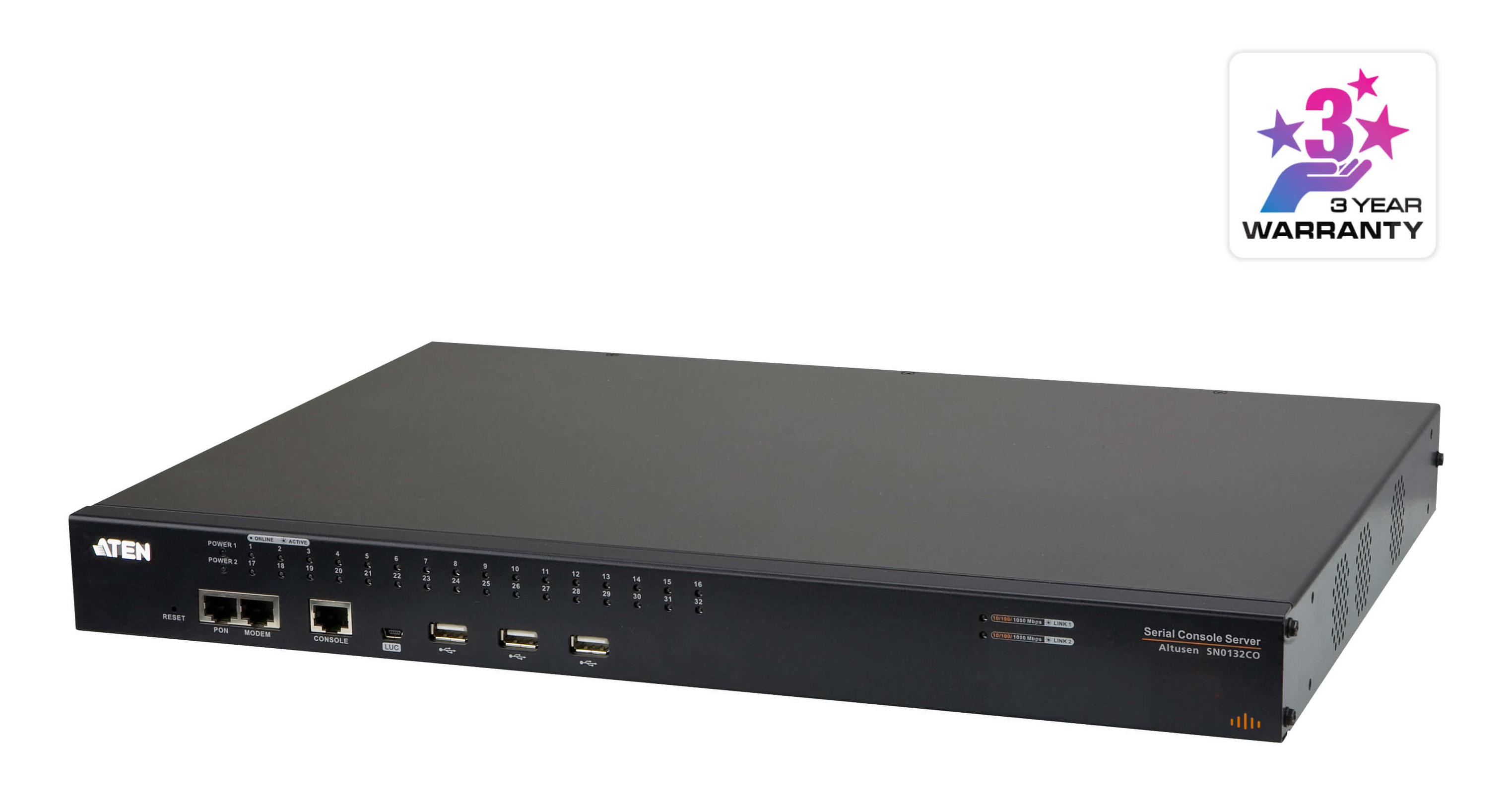 ATEN 32 PORT SERIAL CONSOLE SERVER OVER IP WITH DUAL AC POWER ATEN — view 2
