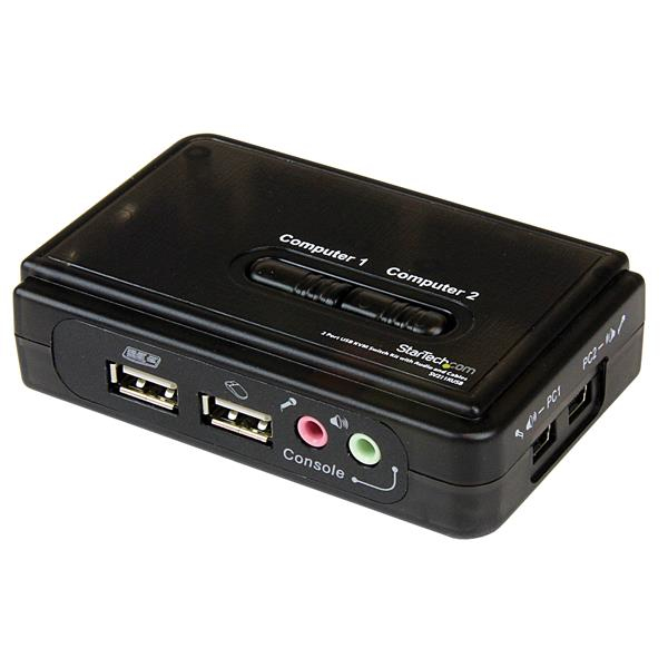 STARTECH.COM 2 PORT BLACK USB KVM SWITCH KIT WITH AUDIO AND CABLES, 2 YR STARTECH — view 2