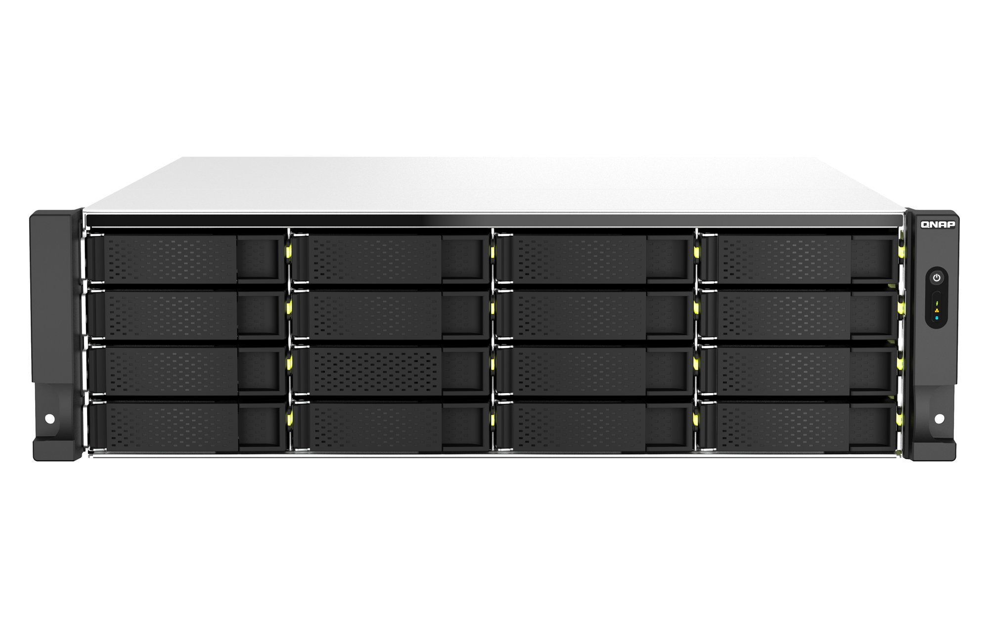 QNAP 16+6-BAY 3U RACKMOUNT NAS,INTEL XEON,2.6GHZ 8 CORE,32GB RAM,10G,2.5G,USB,PCIE,RP,5YR QNAP — view 2