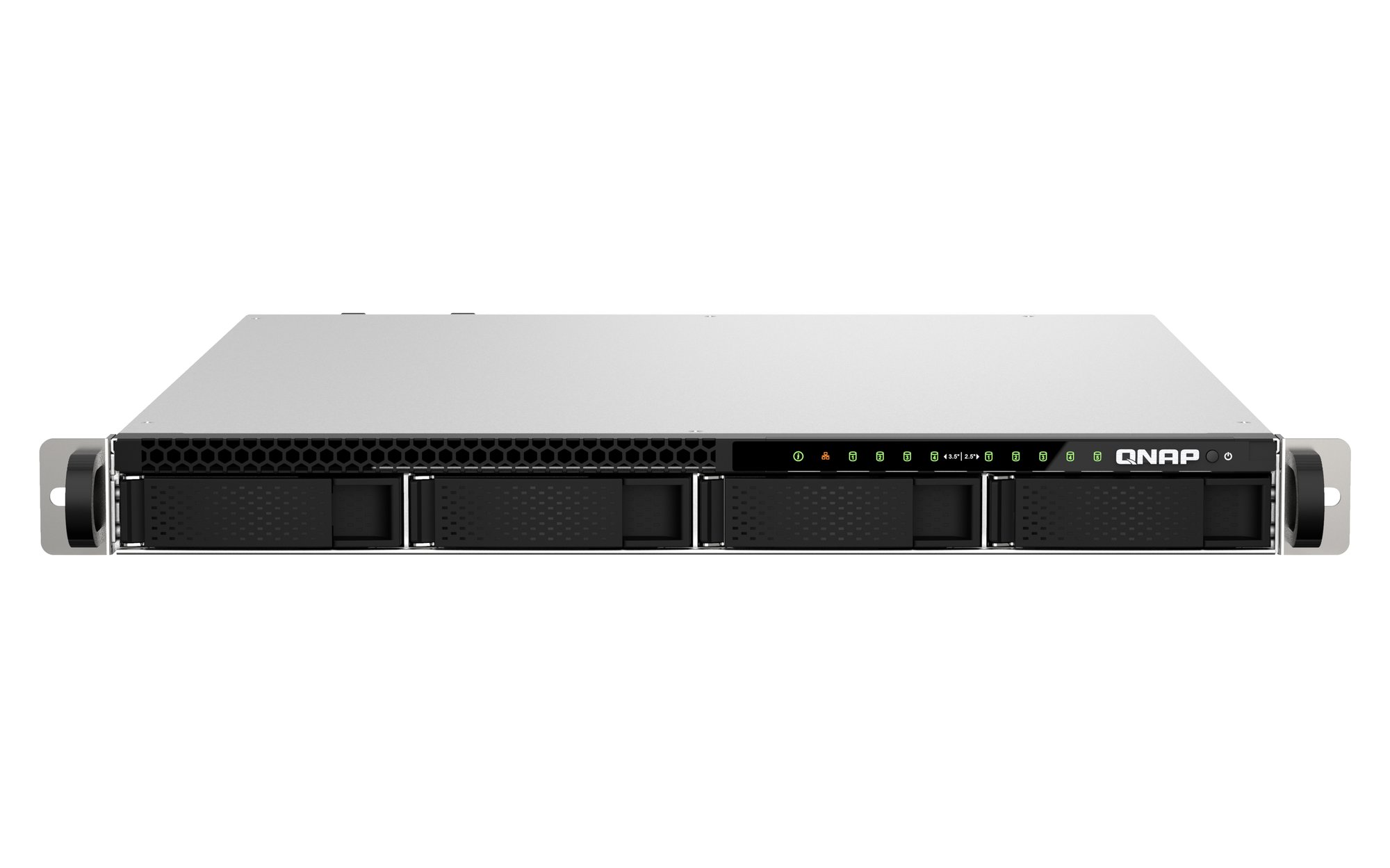 QNAP 4+5 BAY 1U RACKMOUNT NAS,INTEL XEON,3.4GHZ 4 CORE,16GB RAM,10G,2.5G,USB,PCIE,RP,5YR QNAP — view 1