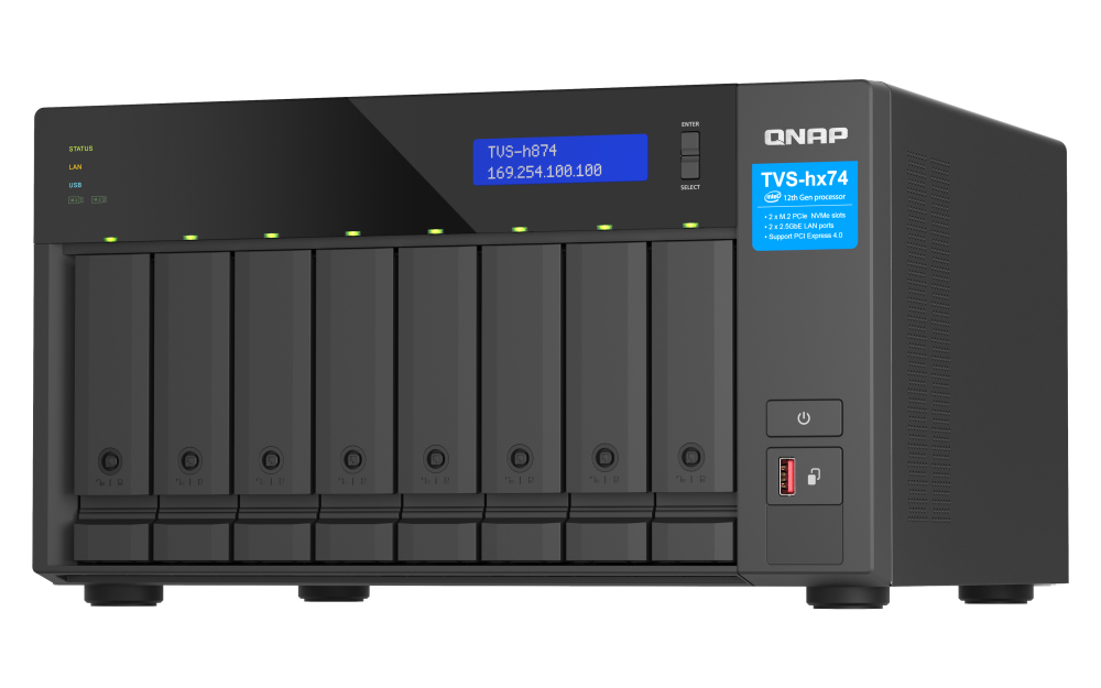 QNAP 8-BAY NAS (NO DISK) INTEL 16-CORE 2.5GHz, 32GB, 2.5GbE(2), 10GbE(2), PCIe, 3YR WTY QNAP — view 2