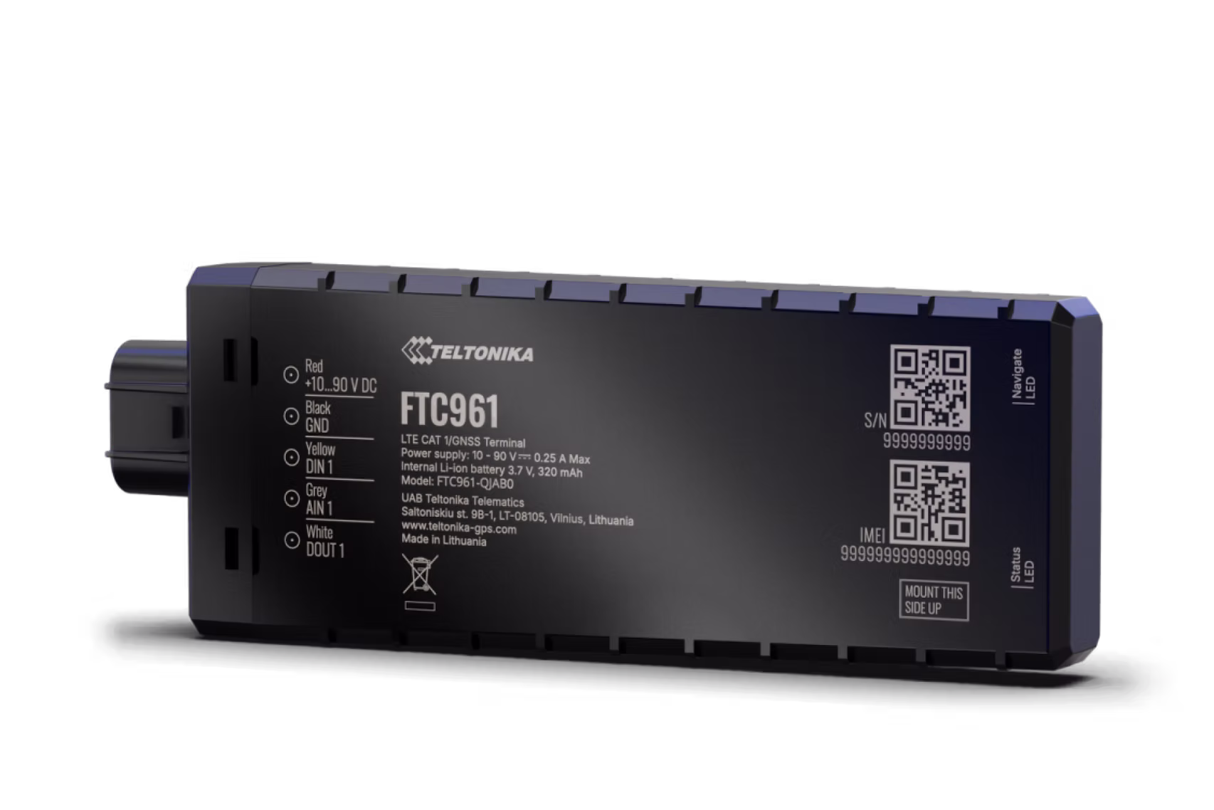 Teltonika FTC961 high voltage 4G LTE Cat 1 vehicle GPS tracker with enhanced GNSS accuracy and IP69K resistance Teltonika Telematics — view 2