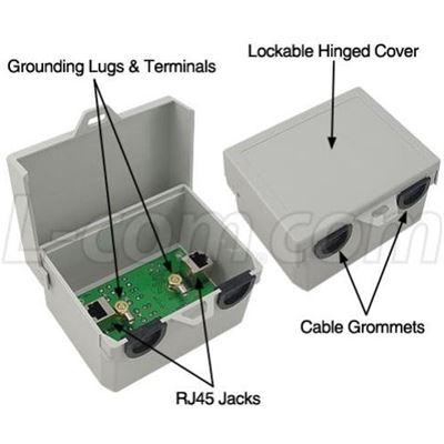 Outdoor CAT5e 24V PoE Compatible Lightning Surge Protector L-com — view 1