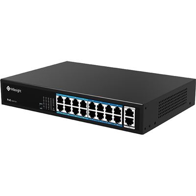 Milesight 16 Port 100Mbps AF/AT 200 Watt PoE Switch with Gigabit Uplink Milesight — view 2