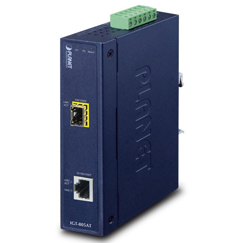 PLANET IGT-805AT Industrial 10/100/1000BASE-T to 100/1000BASE-X SFP Media Converter (-40~75 degrees C) Planet — view 2