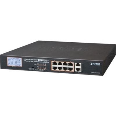 Planet GSD-1002VHP, 8-Port 10/100/1000T 802.3at PoE + 2-Port 10/100/1000T Desktop Switch with LCD PoE Monitor (120W PoE Budget, Standard/VLAN/Extend mode) Planet — view 2