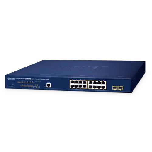 Planet GS-4210-16P2S, IPv6/IPv4, 16-Port Managed 802.3at POE+ Gigabit Ethernet Switch + 2-Port 100/1000X SFP (220W) Planet — view 2