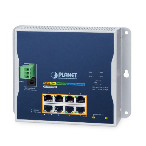 Planet Industrial WGS-5225-8P2S L2+ 8-Port 10/100/1000T 802.3at PoE + 2-Port 100/1000X SFP Wall-mount Managed Switch Planet — view 2