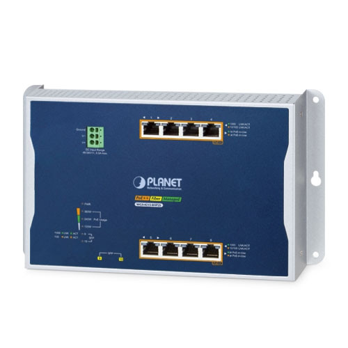 Planet WGS-4215-8HP2S Industrial 4-Port 10/100/1000T 802.3bt PoE + 4-Port 10/100/1000T 802.3at PoE + 2-Port 100/1000X SFP Wall-mount Managed Switch (-40~75 degrees C) Planet — view 2