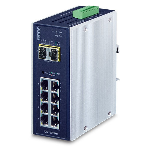 Planet IGS+10020MT Industrial 8-Port 10/100/1000T + 2 100/1000X SFP Managed Switch (-40~75 Degree C) Planet — view 2