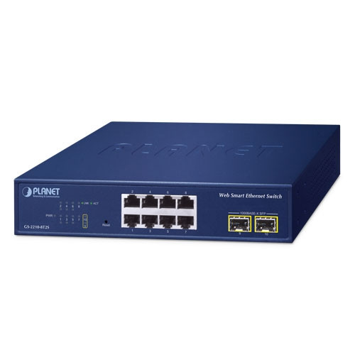 Planet GS-2210-8T2S 8-Port 10/100/1000T + 2-Port 1000X SFP Web
Smart Ethernet Switch Planet — view 2