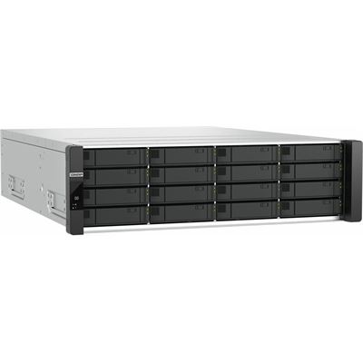 QNAP ES1686dc-R2-2142IT-128G 16-Bay Enterprise ZFS NAS, SAS 12G/6G, Xeon D-2142IT 1.9GHz, 128GB RAM, 14-LAN (4 SFP+ / 3 RJ45 for Each Controller), 10G-ready, iSCSI, Storage pool with RAID 0, 1, 5, 6, 10, 50, 60, RAID TP, triple Mirror, max 512 GB RAM QNAP — view 2