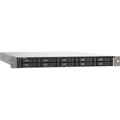 QNAP TS-h1090FU-7302P-256G 1U 10-bay all flash NAS, U.2/U.3 NVMe PCIe Gen4 x4 and SATA 6Gbps bays, AMD EPYC 7302P 16C 32T 3.0GHz, boost up to 3.3GHz, 256GB RIMM DR4 ECC RAM, 2 x 25GbE, 2 x 2.5GbE, 2 x PCIe Gen4 x16 slots, iSCSI, NFS, SMB, FC SAN, RAI QNAP — view 1