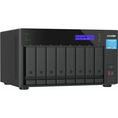 QNAP TVS-h874T-i7-32G 8-bay QuTS hero NAS, Intel® Core i7 12-core (8 Performance cores + 4 Efficient cores) /20-thread, 32GB SO-DIMM  DDR4(max.64GB), 8 x 2.5"/3.5" SATA HDD/SSD, 2 x 2.5GbE, 2 x M.2 PCIe Gen4 x4 slots, 2 x Thunderbolt 4, PCIe Gen4 sl QNAP — view 2