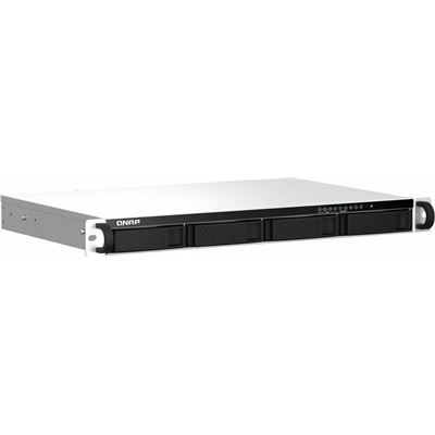 QNAP TS-464eU-8G 1U 4-bay short depth 12" rackmount NAS, Intel® Celeron® N5105/N5095 quad-core, 8GB RAM onboard (not expandable), 4 x 3.5"/2.5" SATA 6Gb/s drive bays, 2 x M.2 PCIe Gen3 x1 slots, 2 x 2.5GbE, 2 x USB 3.2 Gen2 Type-A + 2 x USB 2.0, 1 x QNAP — view 1