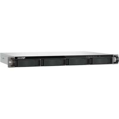 Qnap TS-433eU 4-Bay quad-core 2.0 GHz short-depth 1U rackmount NAS with 100W power supply, 4GB RAM (not expandable), SATA 6Gb/s, 2 x 2.5 GbE LAN, Container Station QNAP — view 1