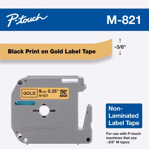 BROTHER 9MM BLK ON GLD TAPE for PT65 PT85 PT100 BROTHER — view 2