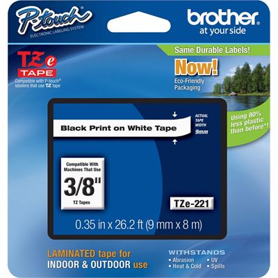 BROTHER TZe221 9mm x 8m Standard laminated Black BROTHER — view 2