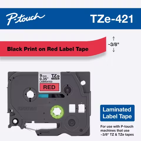 BROTHER TZE-421 - 9 mm Black-Red BROTHER — view 2