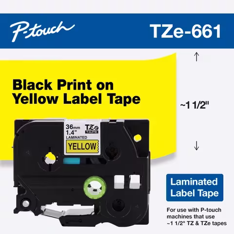 BROTHER TZE661 : Laminated tape black on yellow BROTHER — view 2