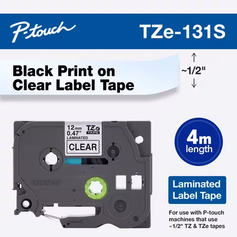 BROTHER LAMINATED TAPE BLACK ON CLEAR 12MM X 4M BROTHER — view 2