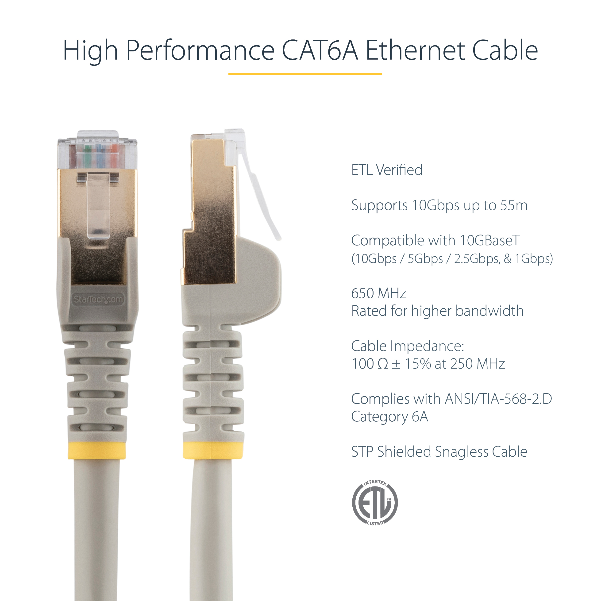 StarTech.com 3m Gray Cat6a Ethernet Cable - STP StarTech.com — view 6