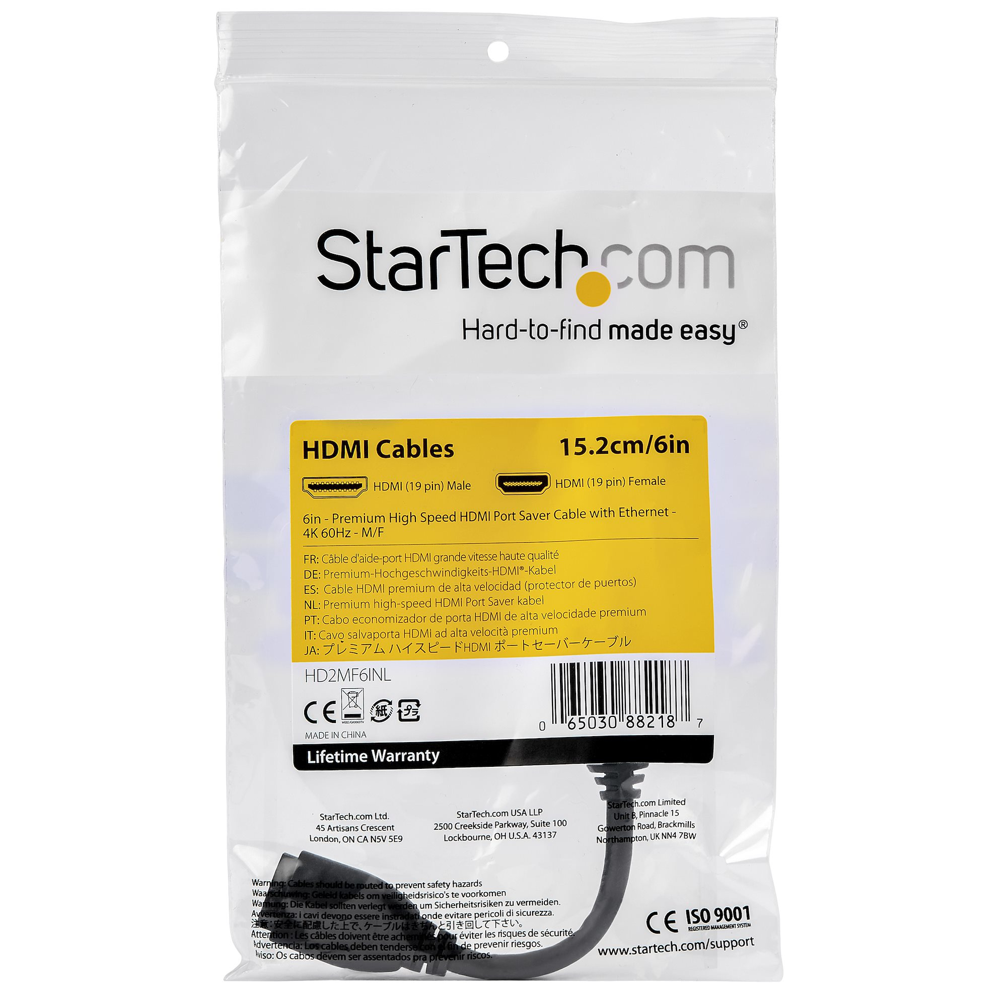 StarTech.com Cable - HDMI 2.0 Port Saver - 15cm (6in) StarTech.com — view 5