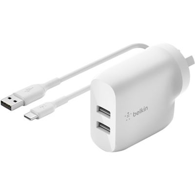BELKIN DUAL USB-A WALL CHARGER 24W + A TO C CBL BELKIN — view 2