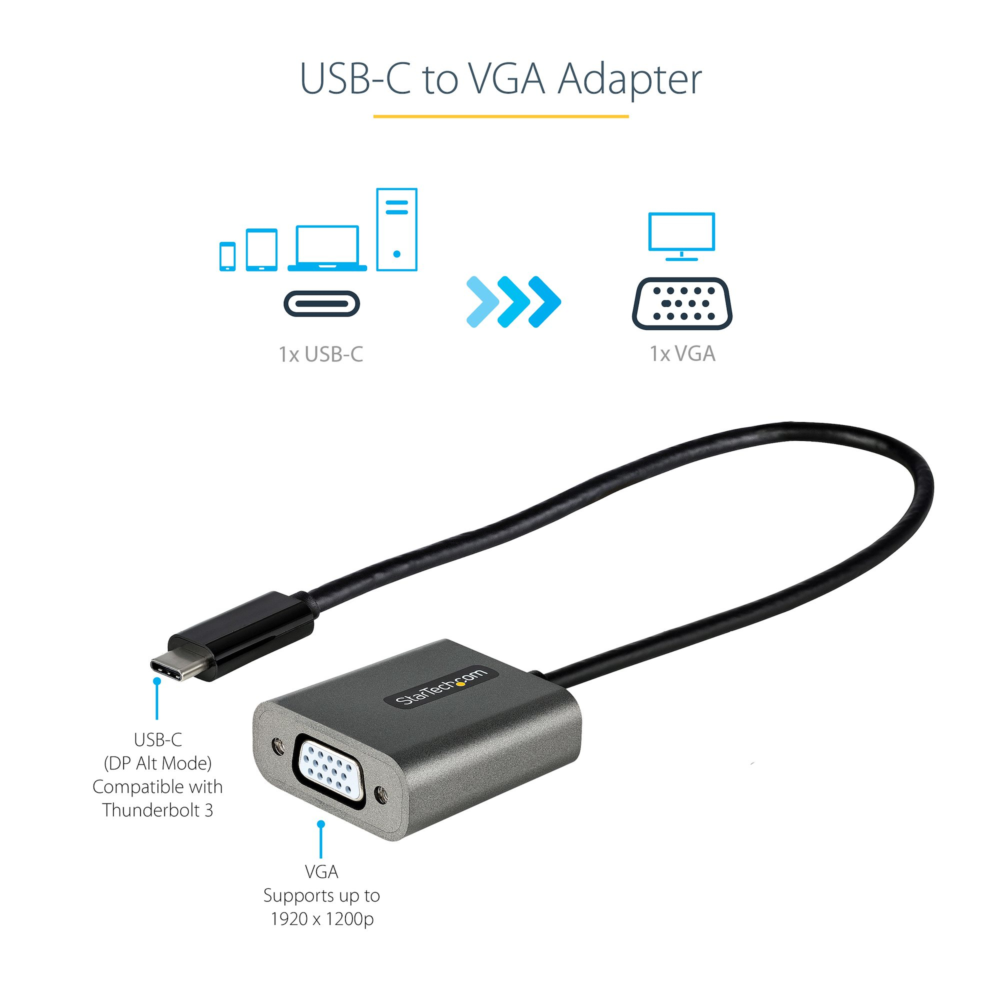 StarTech.com USB C to VGA Adapter 1080p - 12in Cable StarTech.com — view 4