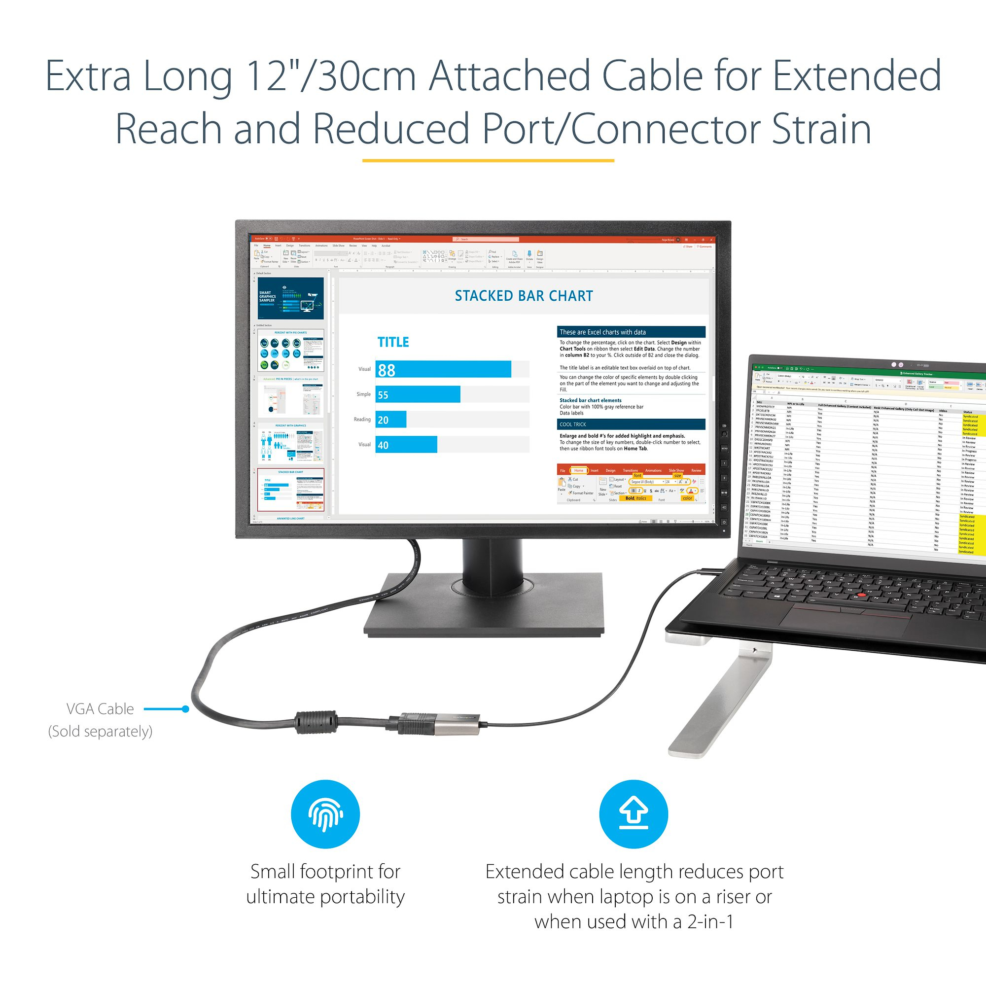 StarTech.com USB C to VGA Adapter 1080p - 12in Cable StarTech.com — view 6
