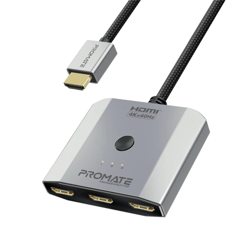PROMATE 3-in-1 Triple HDMI Switch with 0.5m Cable. Supports 4K@60Hz. Promate — view 2