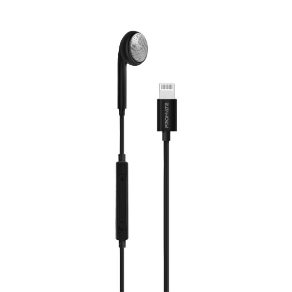 Apple MFI Certified HiFi Wired Mono Earbud W/ Call Button And Microphone Black PROMATE — view 2