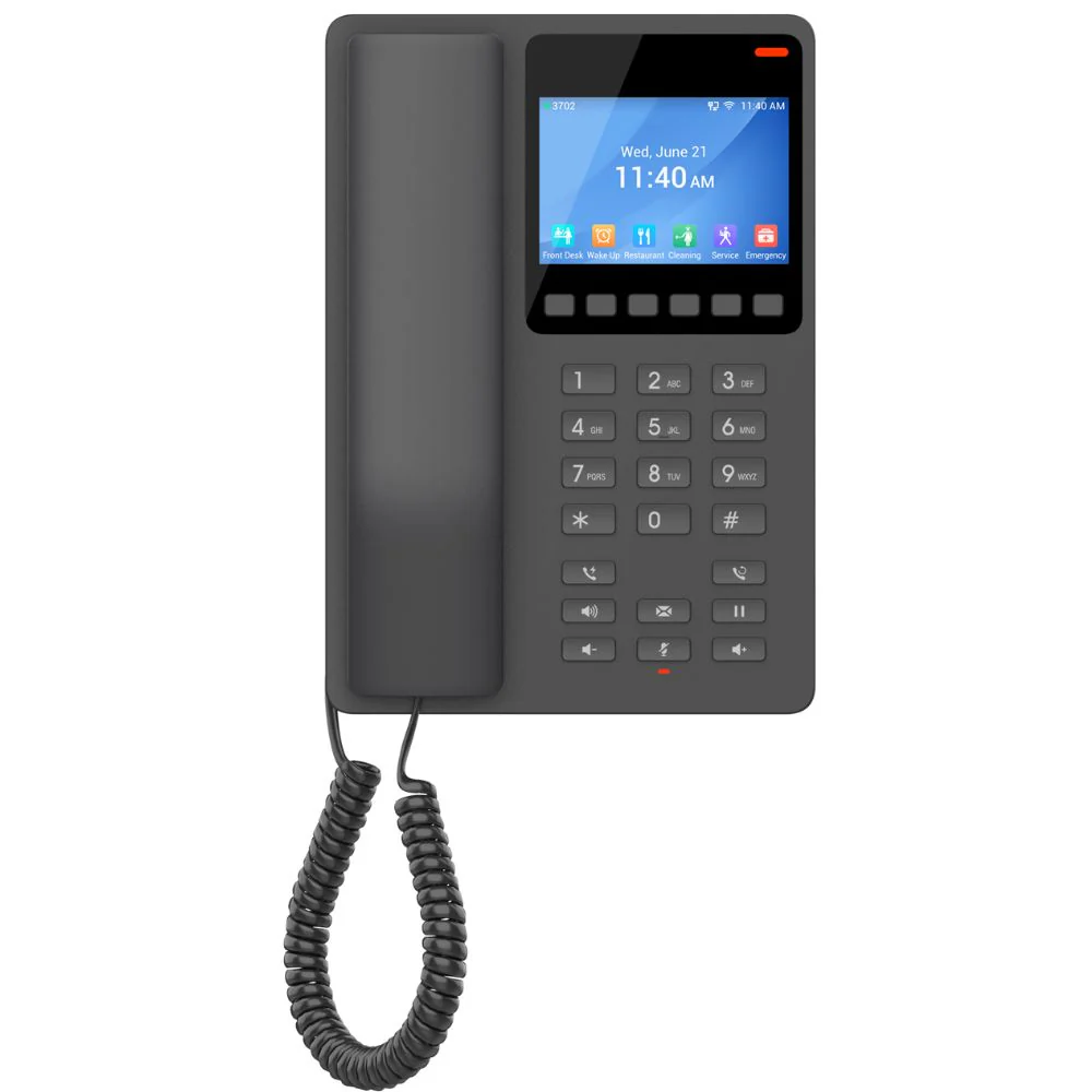 GHP631W Desktop Hotel Phone with 3.5"" Colour LCD PoE Dual-band WiFi 6 Black Grandstream Networks — view 1