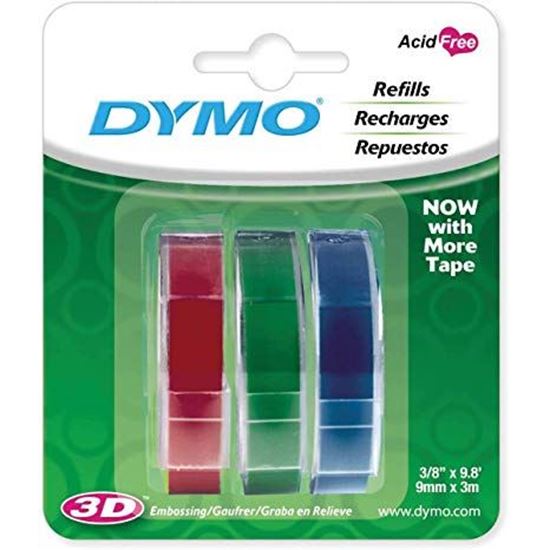 DYMO Genuine Embossing Labels. 3 Colour Multi-Pack (Blue, Red, Dymo — view 2