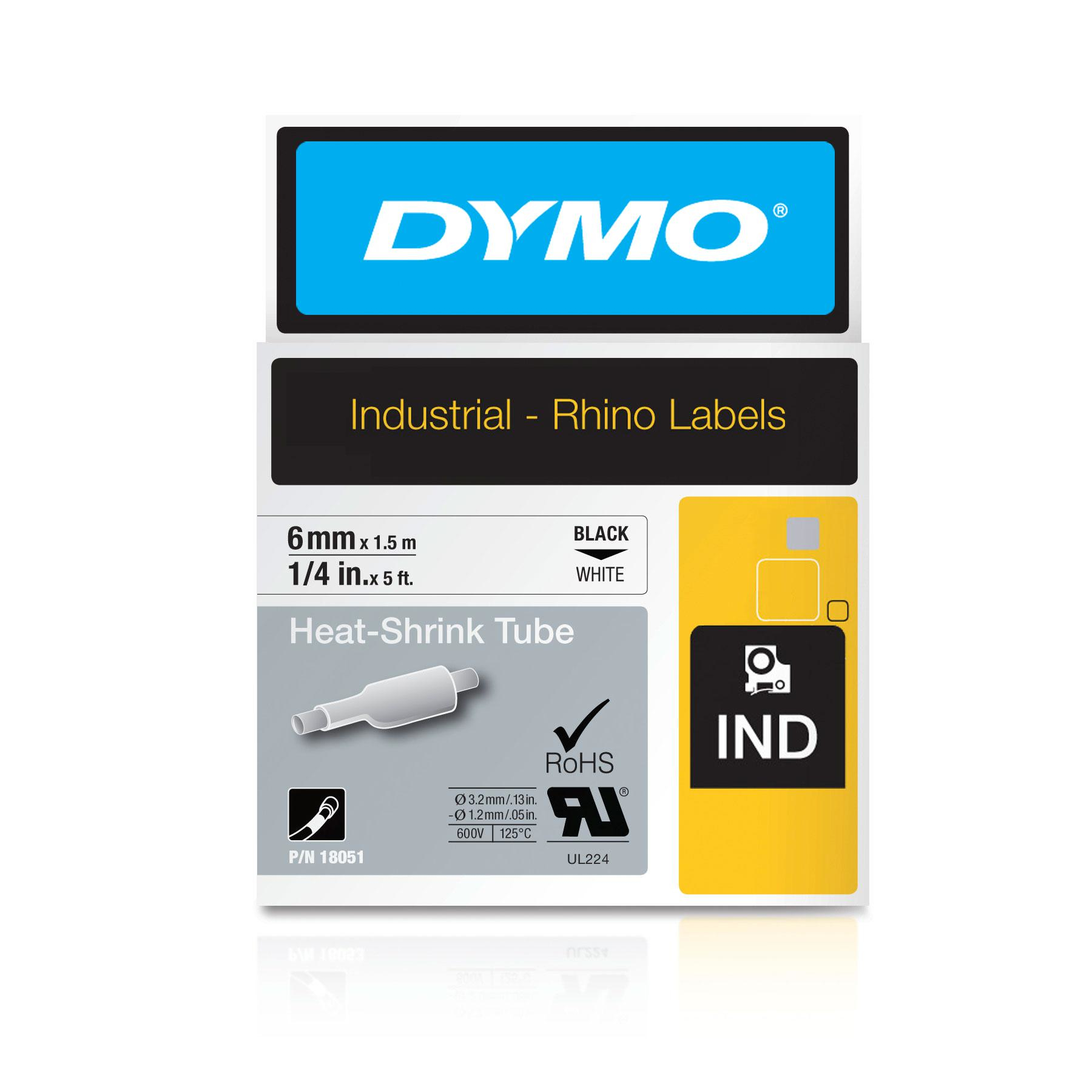 DYMO Genuine Rhino Industrial Labels- Heat Shrink Tube 6mm Black Dymo — view 2