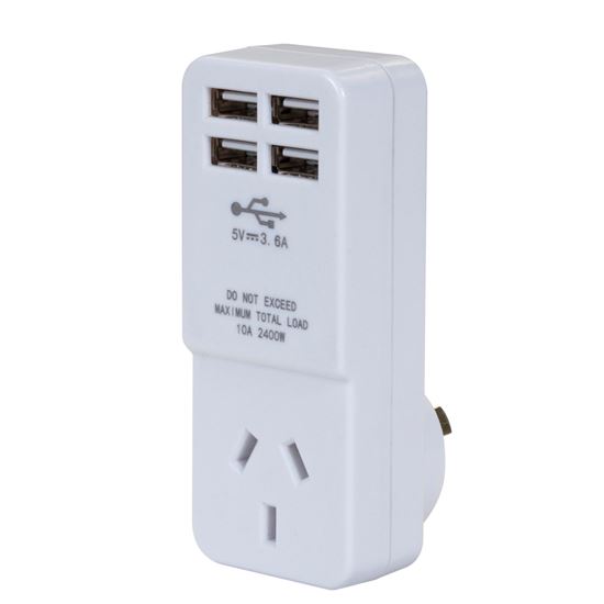 DYNAMIX USB-A Wall Charger with 4x USB-A Outlets & 1x Main Power Dynamix — view 2