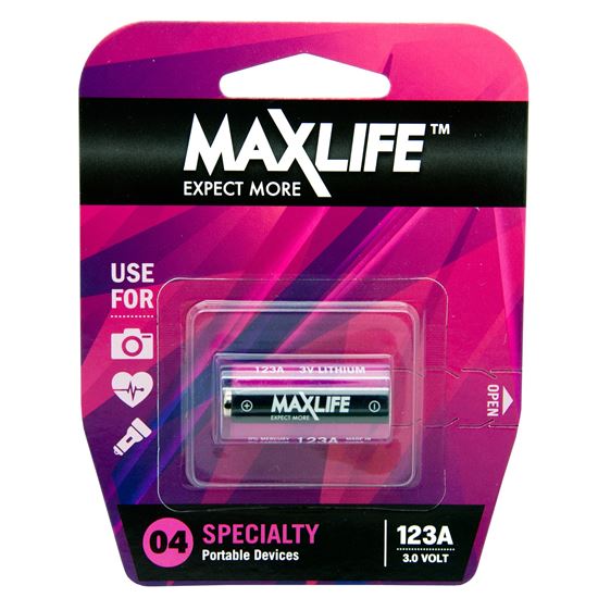 MAXLIFE 123A Lithium 3V Battery. 1Pk. Maxlife — view 2