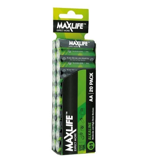 MAXLIFE AA  Alkaline Battery 20 Pack Long Lasting Alkaline Formula. Maxlife — view 2