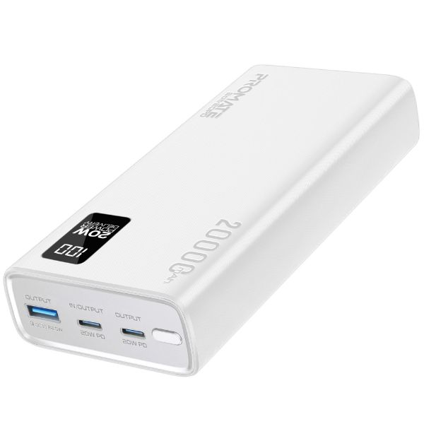 20000mAh Super Slim Smart Charging Power Bank 20W Dual USB-C & 1x 22.5W USB-A QC 3.0 Promate — view 2