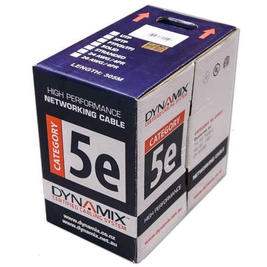 DYNAMIX 305m Cat5e White UTP SOLID Cable Roll 100MHz, 24AWGx4P, PVC Dynamix — view 2