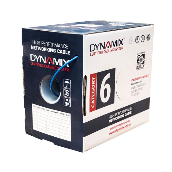 DYNAMIX 305m Cat6 Blue UTP SOLID Cable Roll, 250MHz, 24AWGx4P. Dynamix — view 2