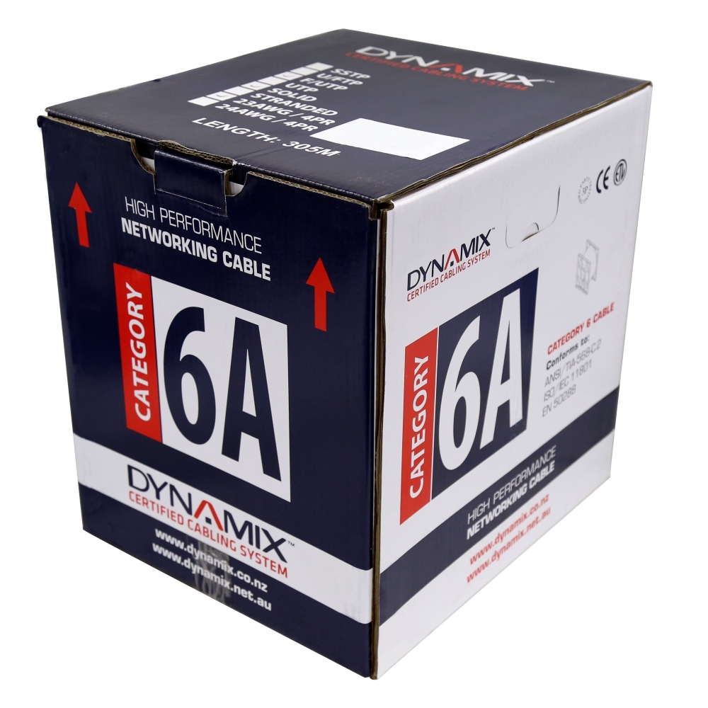305m Cat6A White F/UTP Cable Roll 500MHz 23AWGx4P PVC Jacket Supplied On Plastic Dynamix — view 2