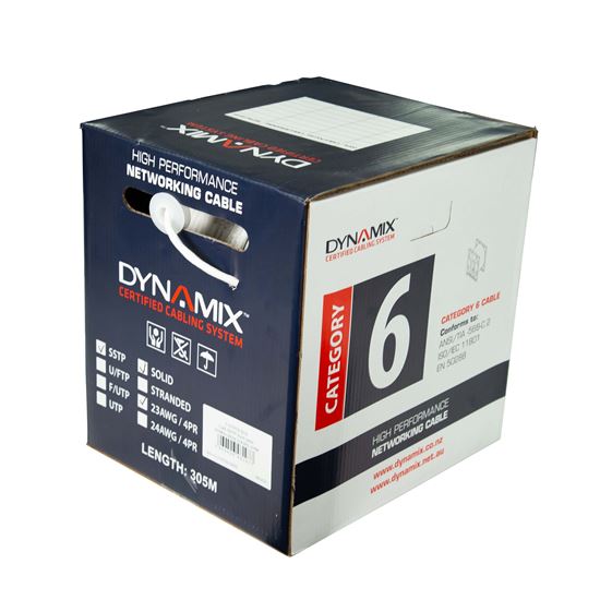 DYNAMIX 305m Cat6 SSTP White SOLID Shielded Cable Roll, 100MHz, Dynamix — view 2