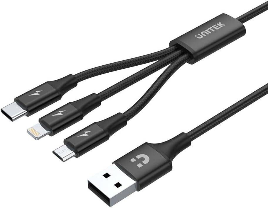 UNITEK 1.2m USB 3-in-1 Charge Cable. Integrated USB-A to Micro-B, Unitek — view 2