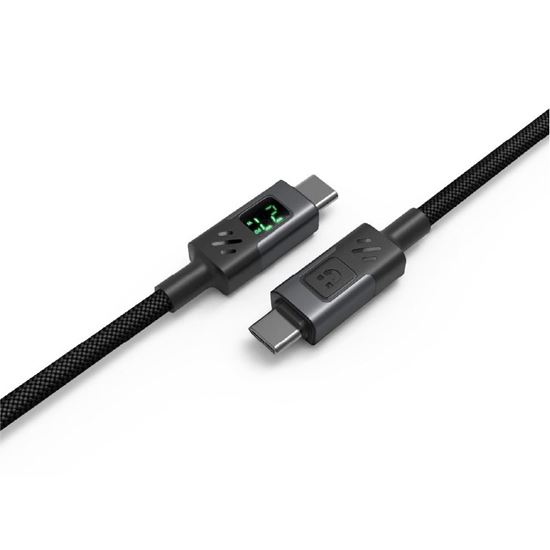 UNITEK 1m 60W PD USB-C to USB-C Nylon Braid Cable with LED Display unitek — view 2